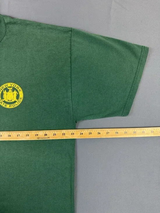 Rare Vintage 90s New York State Police Green Sun Fade XL Shirt Hype Streetwear - Picture 6 of 7